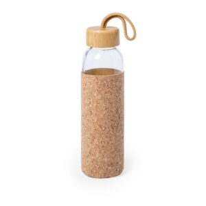 Bambus-Glasflasche 500 ml mit Logo-Druck für Ihre Werbung